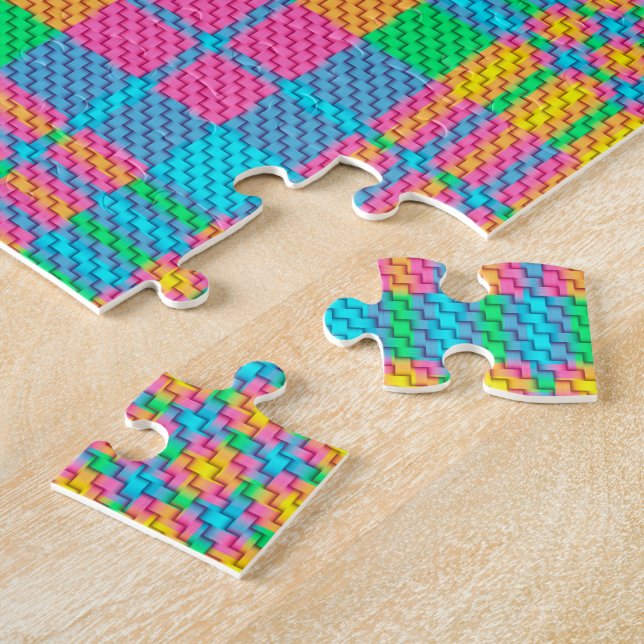 Yellow Blue und Green Kariert Jigsaw Puzzle (Seite)