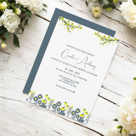 Yellow Blue Wildblume Floral Boho Wedding Einladung