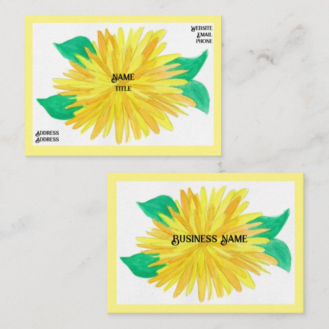 Yellow Blume Business Cards Visitenkarte (Vorne/Hinten)