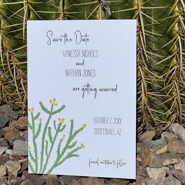 Yellow Blume Cholla Cactus Save the Date Card (Von Creator hochgeladen)