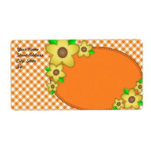 Yellow Blume Gingham Background Shipping Label