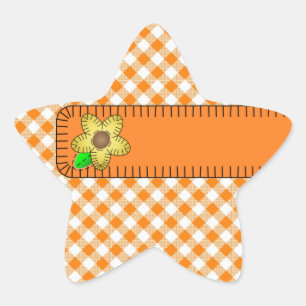 Yellow Blume Gingham Background Star Sticker