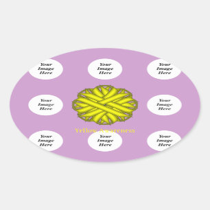 Yellow Blume Ribbon Template von Kenneth Yoncich Ovaler Aufkleber