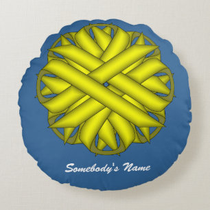 Yellow Blume Ribbon von Kenneth Yoncich Rundes Kissen