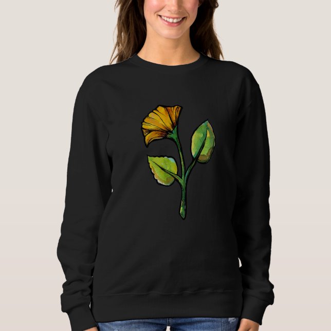 Yellow Blume Springtime Gardeners Artwork Sweatshirt (Vorderseite)