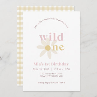 Yellow Blush Boho Daisy Floral Erster Geburtstag Einladung