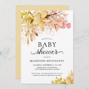 Yellow Blush Pink Botanical Baby Dusche Einladung