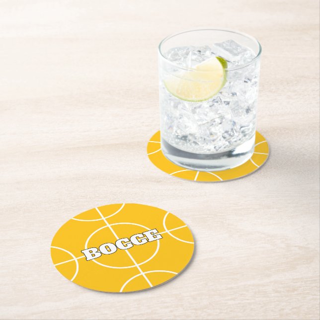 Yellow Bocce Ball Zollpapiertrinke Coaster Runder Pappuntersetzer (Vor Ort)