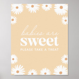 Yellow Boho Daisy Baby Shower Babies sind süß Poster