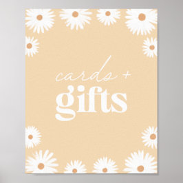 Yellow Boho Daisy Baby Shower Cards und Geschenke Poster
