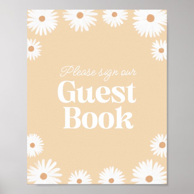 Yellow Boho Daisy Floral Baby Showbook Poster (Vorne)