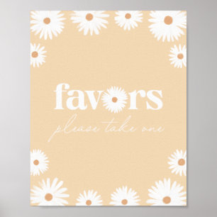 Yellow Boho Daisy Floral Baby Shower favorisiert S Poster