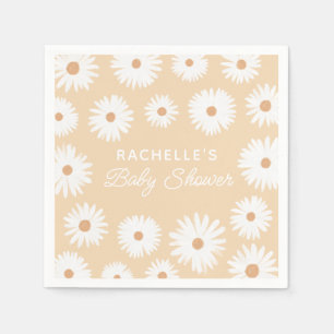 Yellow Boho Daisy Floral Girl Babydusche Serviette