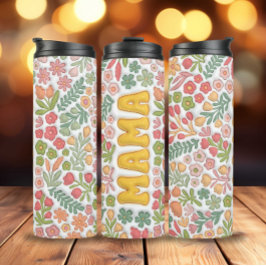 Yellow Boho Floral 3D Mama Thermosbecher