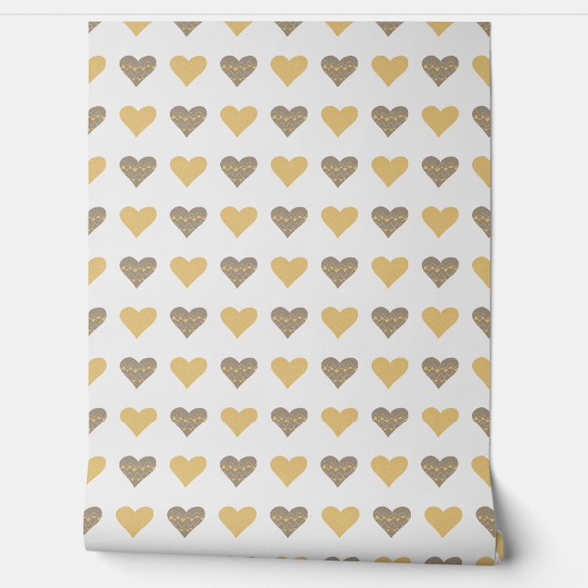 Yellow Boho Hearts Kids Decor Tapete (Abrollen)