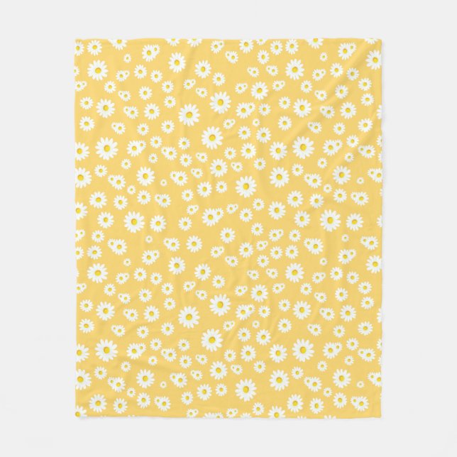 Yellow Boho Spring Daisies Pattern Fleecedecke (Vorderseite)