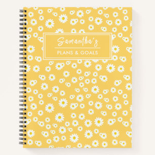 Yellow Boho Spring Daisies Pattern Notizbuch