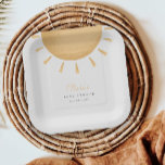 Yellow Boho Sunshine Baby Duschpapier Teller<br><div class="desc">Das vorgestellte Element ist ein "Sunshine Boho Baby Shower Paper Plate". Diese quadratische Platte zeigt ein modernes und stilvolles Design,  das sich perfekt für eine böhmisch gestaltete Babydusche eignet.</div>
