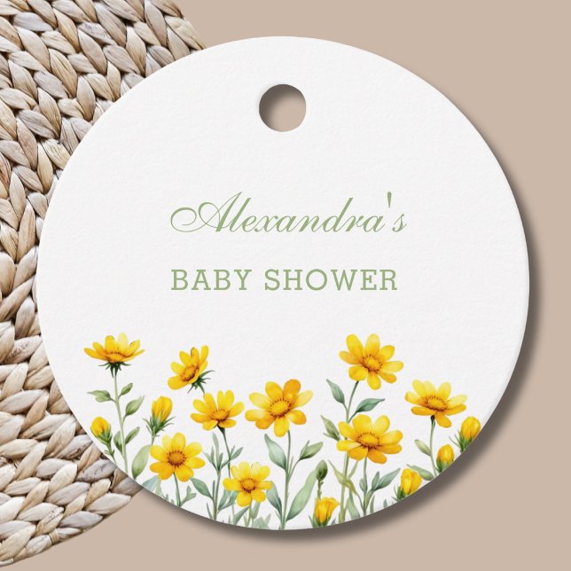 Yellow Boho Wildblume Babydusche Danke Geschenkanhänger (Von Creator hochgeladen)