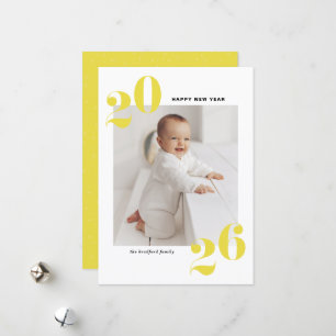 Yellow Bold Typografy 2025 New Year Foto Feiertagskarte