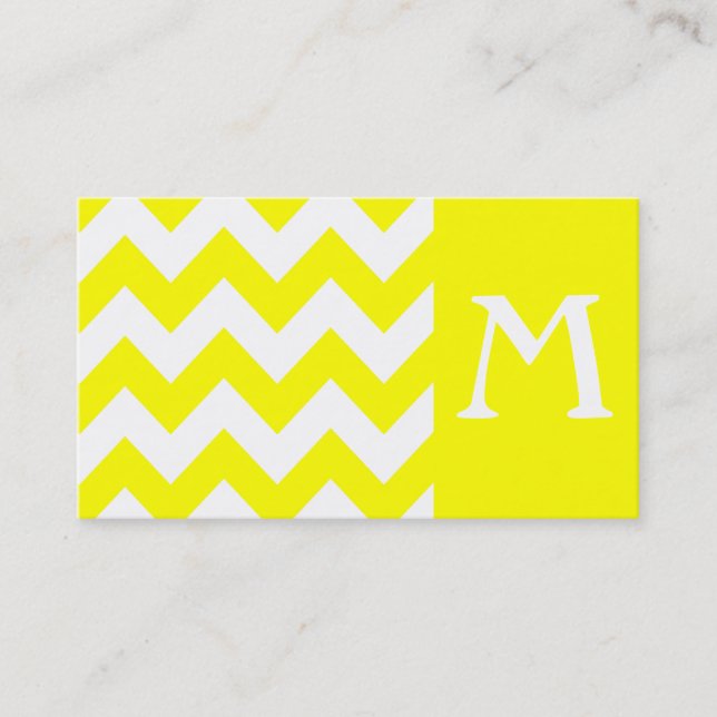 Yellow Bold Zickzack Monogram Business Card Visitenkarte (Vorderseite)