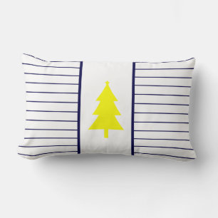 Yellow Bore Tree Texture Blue Stripe Kissen