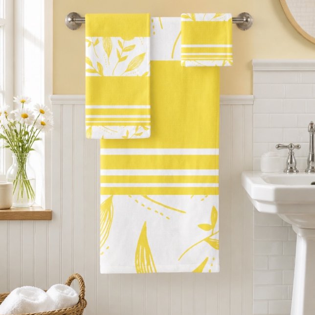 Yellow Botanic Bathroom Handtuch Set (Von Creator hochgeladen)