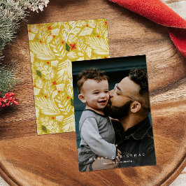 Yellow Botanic Vertical Foto Holiday Card Feiertagskarte