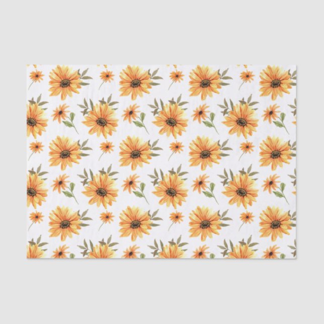 Yellow Botanical Sunflower Green Celebration Seidenpapier (Vorderseite)