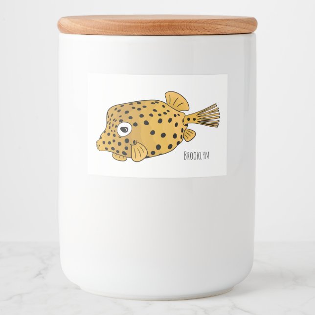 Yellow boxfish cartoon illustration lebensmitteletikett (Vorderseite)