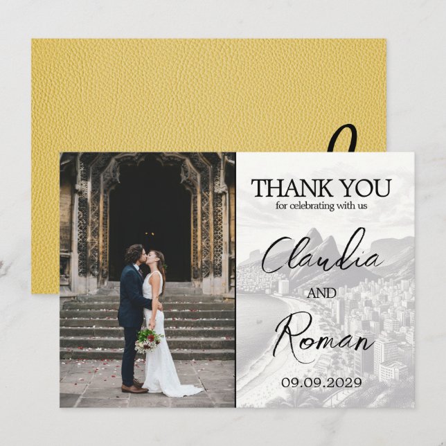 Yellow Brazil Passport Dankeskarte (Vorne/Hinten)