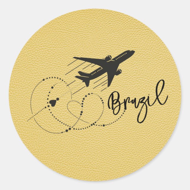 Yellow Brazil Passport Runder Aufkleber (Vorderseite)