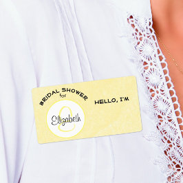 Yellow Bridal Shower Monogram Paper Label