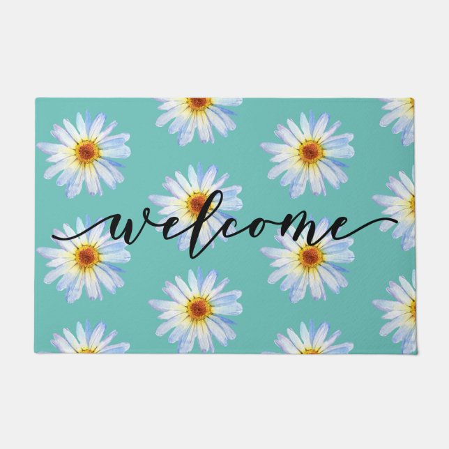 Yellow Bright Daisy Trendy Welcome Door Mat Fußmatte (Vorderseite)