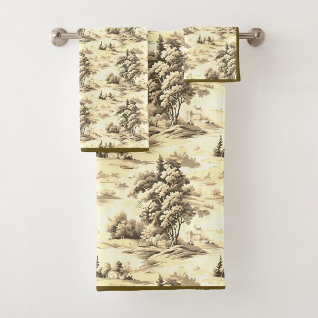 Yellow Brown English Toile Bath Set (Insitu)