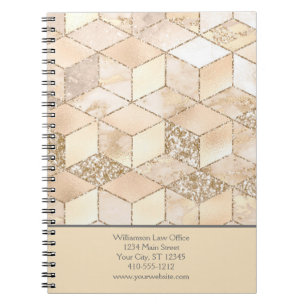 Yellow Brown Grey Peach Geometric personalisieren Notizblock