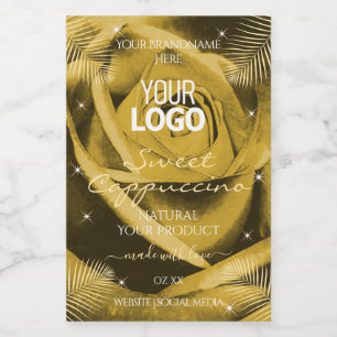 Yellow Brown Rose Palm Blätter Produktmarken Logo Lebensmitteletikett