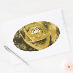 Yellow Brown Rose Palm Blätter Produktmarken Logo Ovaler Aufkleber