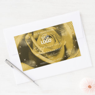 Yellow Brown Rose Palm Blätter Produktmarken Logo Rechteckiger Aufkleber