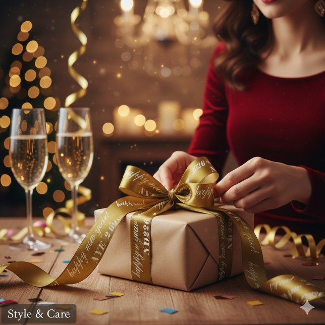 Yellow Brown Satin Ribbon Design New Years Eve Sty Satinband (Yellow Brown Satin Ribbon Design New Years Eve Style)