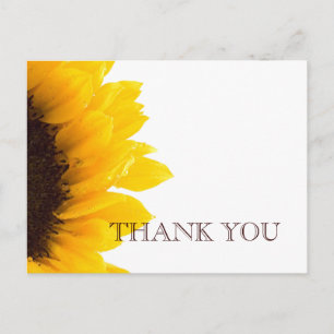 Yellow Brown Sunflower Wedding Danke Postcard Postkarte
