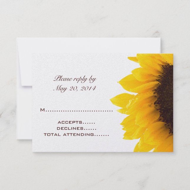 Yellow Brown Sunflower Wedding RSVP Cards (Vorderseite)