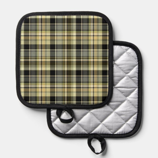Yellow-brown tartan plaid.  topflappen (Vorderseite/Rückseite)