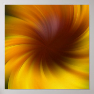 Yellow Brown Whirlpool Abstrakte Kunst Poster