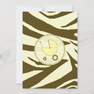 Yellow & Brown Zebra Print Baby Dusche Einladung