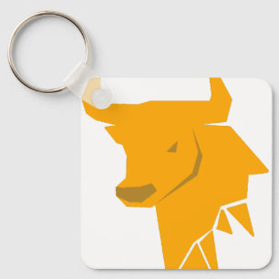 Yellow Bull Zodiac – Helle Stier-Silhouette Schlüsselanhänger