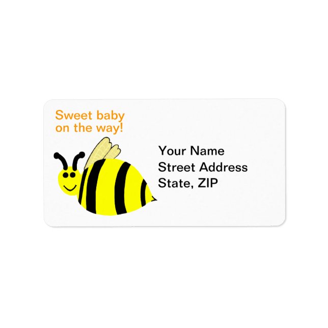 Yellow Bumble Bee Sweet Baby Address Labels Adressaufkleber (Vorne)
