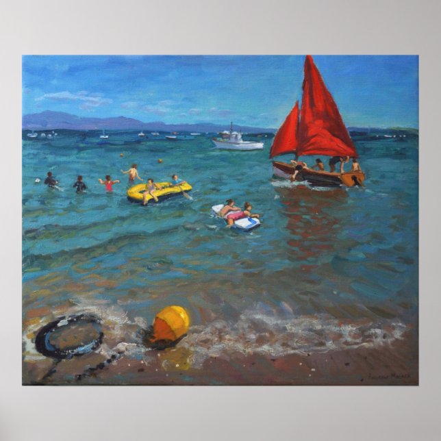 Yellow Buoy and Red Sails Abersoch Poster (Vorne)