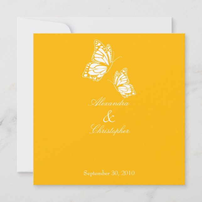 Yellow Butterflies Wedding Announcement Einladung (Vorderseite)