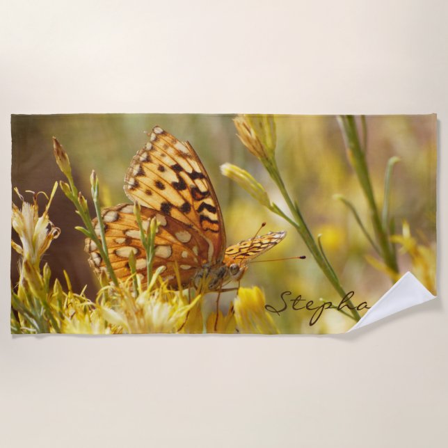 Yellow Butterfly Beach, Name Strandtuch (Vorderseite)